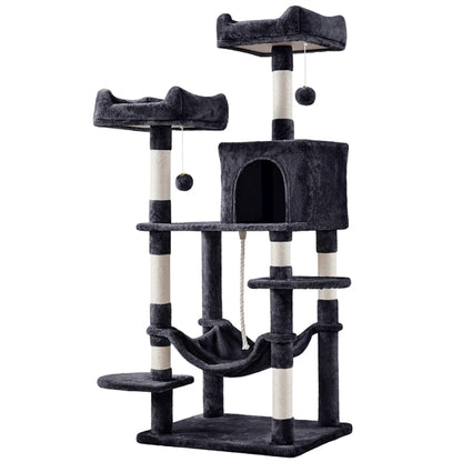 59″ Tall Multilevel Cat Tree with Condo & Plush Perch & Scratching Post