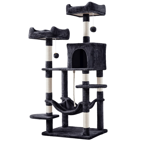 59″ Tall Multilevel Cat Tree with Condo & Plush Perch & Scratching Post