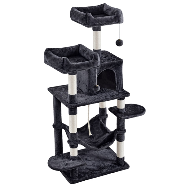 59″ Tall Multilevel Cat Tree with Condo & Plush Perch & Scratching Post