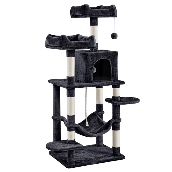 59″ Tall Multilevel Cat Tree with Condo & Plush Perch & Scratching Post