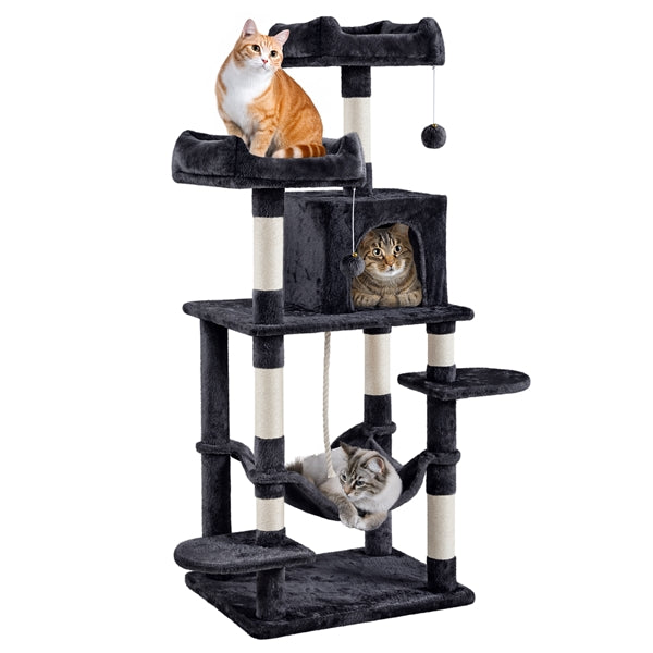 59″ Tall Multilevel Cat Tree with Condo & Plush Perch & Scratching Post