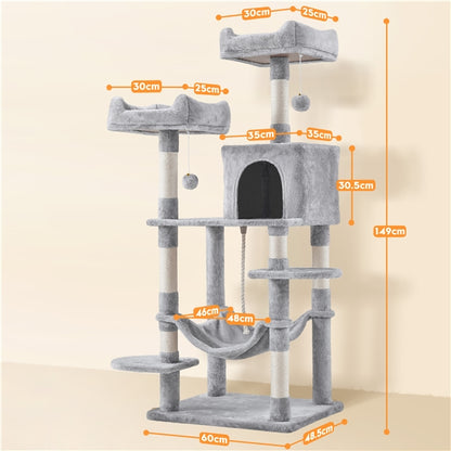 Multilevel Cat Tree Cat Tower Cat Scrathing Posts With Hammock