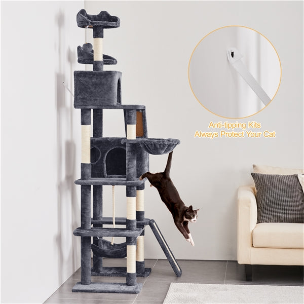 209cm H Cat Tree, Large Cat Tower, Multilevel Cat Tree