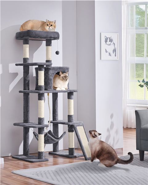 Large Cat Tower with Hammock Scratching Posts Condo Perch