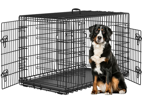 122cm Dog Crate for Large Dogs w/ Divider Foldable Metal Wire Dog Cage Kennel