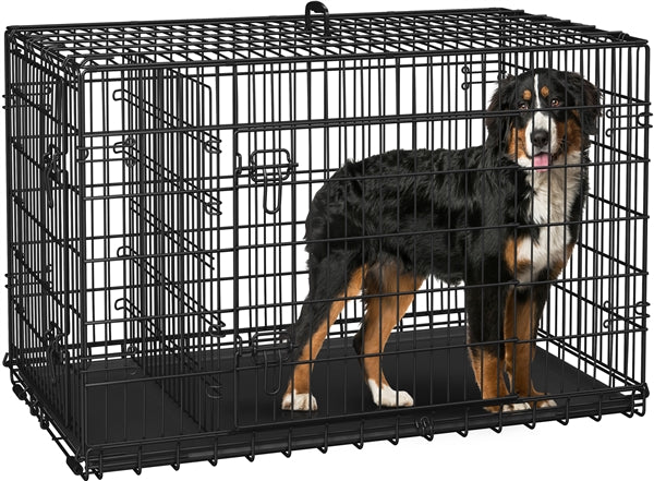 122cm Dog Crate for Large Dogs w/ Divider Foldable Metal Wire Dog Cage Kennel