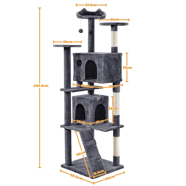 203 cm H Plush Cat Tree Multilevel Indoor Cat Tower