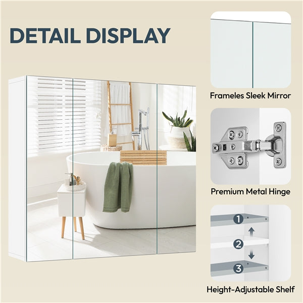 Frameless Mirror Cabinet Bathroom Mirror with Storage Wall-Mounted Storage Cabinet