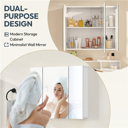 Frameless Mirror Cabinet Bathroom Mirror with Storage Wall-Mounted Storage Cabinet