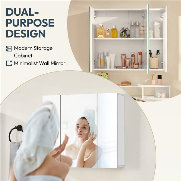 Frameless Mirror Cabinet Bathroom Mirror with Storage Wall-Mounted Storage Cabinet