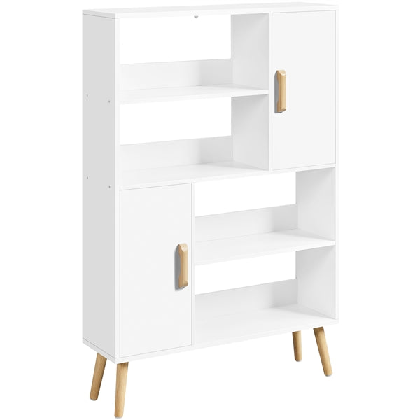 4-Tier Bookshelf with 2 Storage Cabinets Modern Open Bookcase