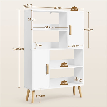 4-Tier Bookshelf with 2 Storage Cabinets Modern Open Bookcase