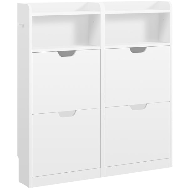 4-Layer Four Flip-Drawer Shoe Cabinet, Modern Freestanding Shoe Storage Cabinet