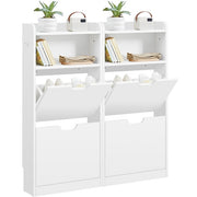 4-Layer Four Flip-Drawer Shoe Cabinet, Modern Freestanding Shoe Storage Cabinet