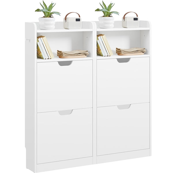 4-Layer Four Flip-Drawer Shoe Cabinet, Modern Freestanding Shoe Storage Cabinet