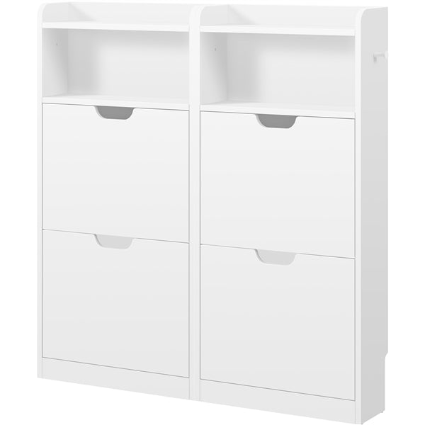 4-Layer Four Flip-Drawer Shoe Cabinet, Modern Freestanding Shoe Storage Cabinet