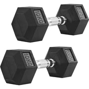 Hex Dumbbell Set 2 × 10 kg – Heavy Duty Rubber-Coated Dumbbells