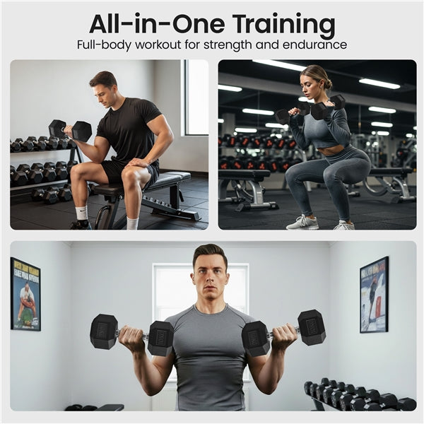 Hex Dumbbell Set 2 × 10 kg – Heavy Duty Rubber-Coated Dumbbells
