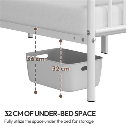 Single Metal Bed Frame with Slatted Headboard and Footboard