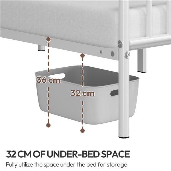 Single Metal Bed Frame with Slatted Headboard and Footboard