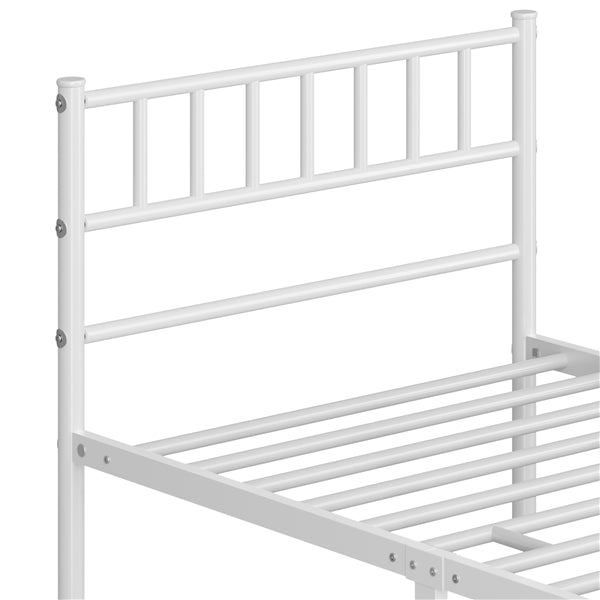Single Metal Bed Frame with Slatted Headboard and Footboard