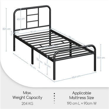 Strong Iron Platform Bed Single Bed Frame with High Headboard