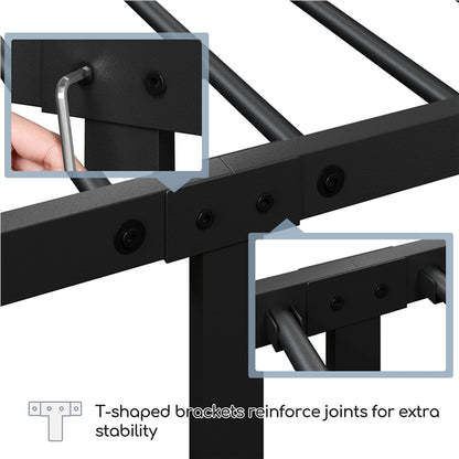 Strong Iron Platform Bed Single Bed Frame with High Headboard