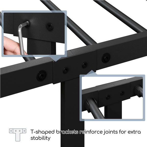 Strong Iron Platform Bed Single Bed Frame with High Headboard