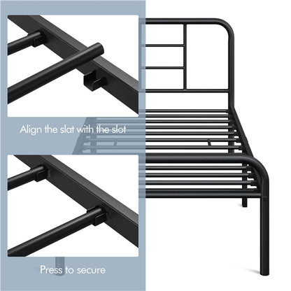 Strong Iron Platform Bed Single Bed Frame with High Headboard