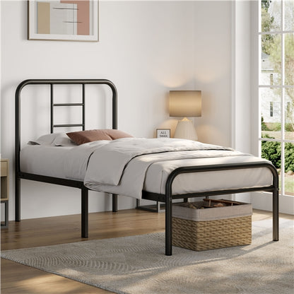 Strong Iron Platform Bed Single Bed Frame with High Headboard