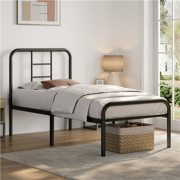 Strong Iron Platform Bed Single Bed Frame with High Headboard