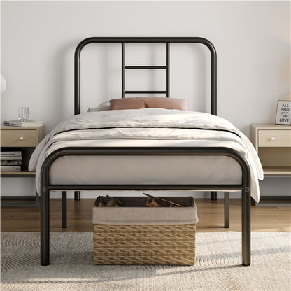 Strong Iron Platform Bed Single Bed Frame with High Headboard