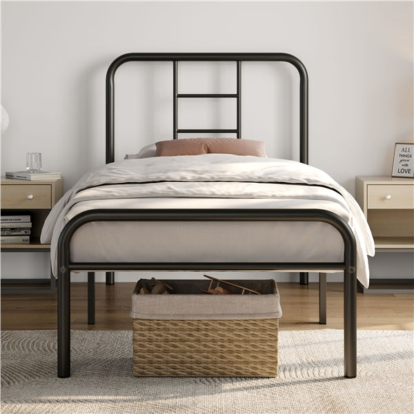 Strong Iron Platform Bed Single Bed Frame with High Headboard