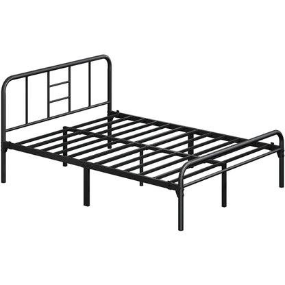 Romantic Metal-Framed Bed with High Headboard Strong Iron Platform Bed
