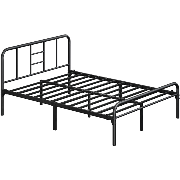 Romantic Metal-Framed Bed with High Headboard Strong Iron Platform Bed