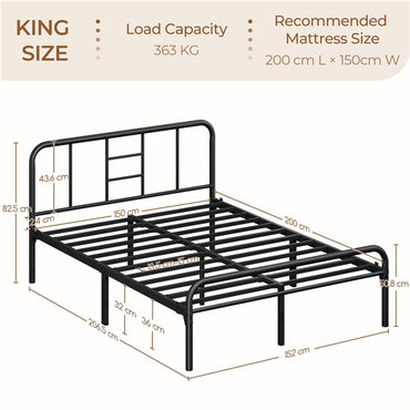 Romantic Metal-Framed Bed with High Headboard Strong Iron Platform Bed