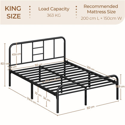 Romantic Metal-Framed Bed with High Headboard Strong Iron Platform Bed