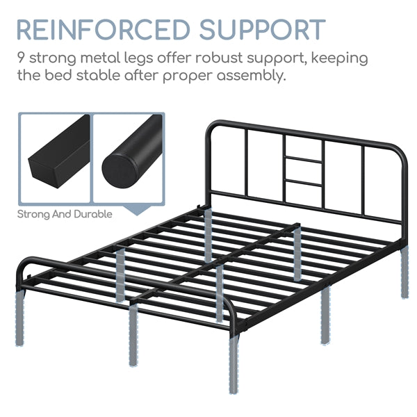 Romantic Metal-Framed Bed with High Headboard Strong Iron Platform Bed