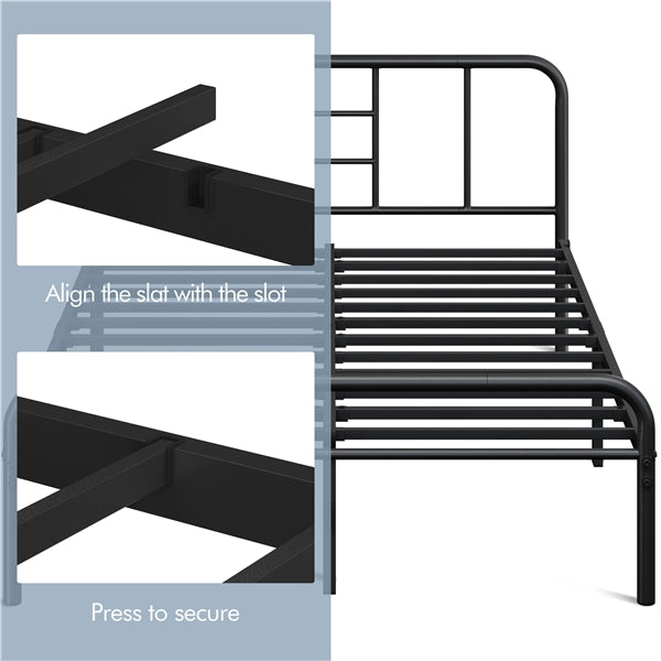 Romantic Metal-Framed Bed with High Headboard Strong Iron Platform Bed