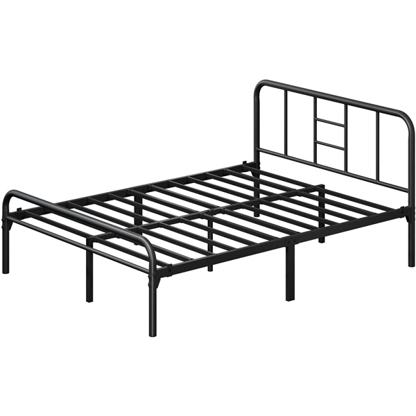 Romantic Metal-Framed Bed with High Headboard Strong Iron Platform Bed