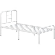 Single Metal Bed Frame with High Headboard Strong Iron Platform Bed