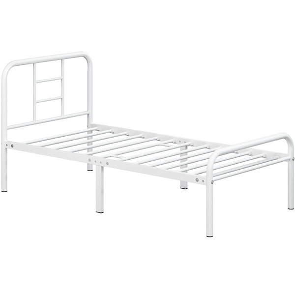 Single Metal Bed Frame with High Headboard Strong Iron Platform Bed