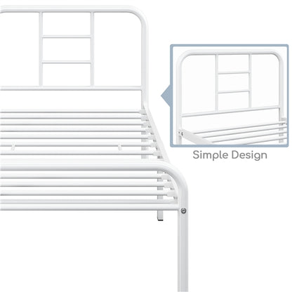 Single Metal Bed Frame with High Headboard Strong Iron Platform Bed