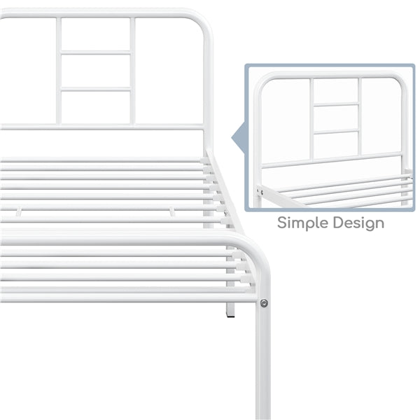Single Metal Bed Frame with High Headboard Strong Iron Platform Bed