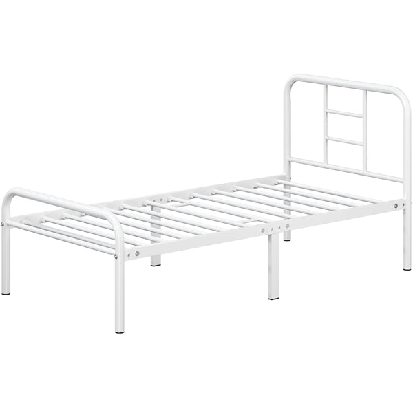Single Metal Bed Frame with High Headboard Strong Iron Platform Bed