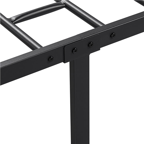 Classic Queen Size Iron Platform Bed with High Headboard and Footboard