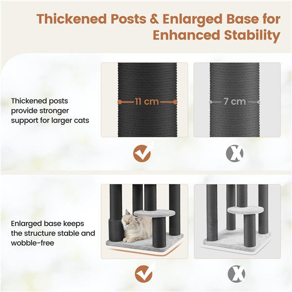 63″ Multilevel Heavy-Duty Cat Tree with Thick Scratching Posts