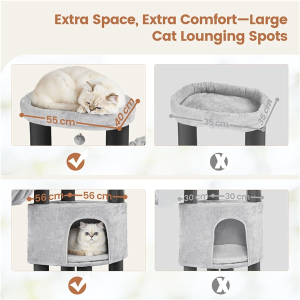 63″ Multilevel Heavy-Duty Cat Tree with Thick Scratching Posts