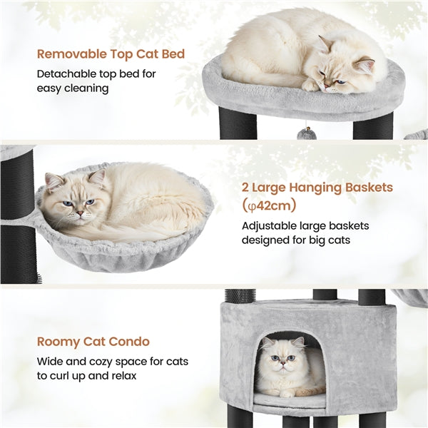 63″ Multilevel Heavy-Duty Cat Tree with Thick Scratching Posts
