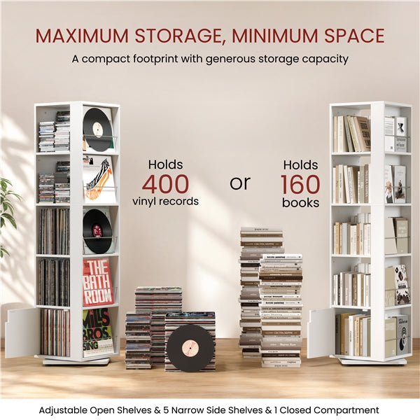 42*42 cm 360° Rotating Bookshelf 5-Layer 169cm Corner Bookcase